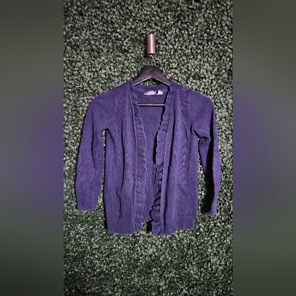 Navy Blue Ruffled Cardigan